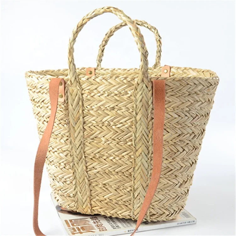 

Real Leather Shoulder Handle Straw Bag Handbags for Women