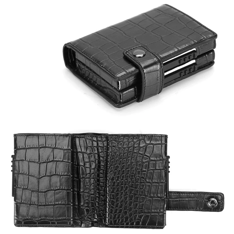 

RFID Blocking double box automatic side push Aluminum Card Holder