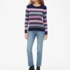 Soft Long Sleeve Merino Wool Blend Womens Sweater Stripe