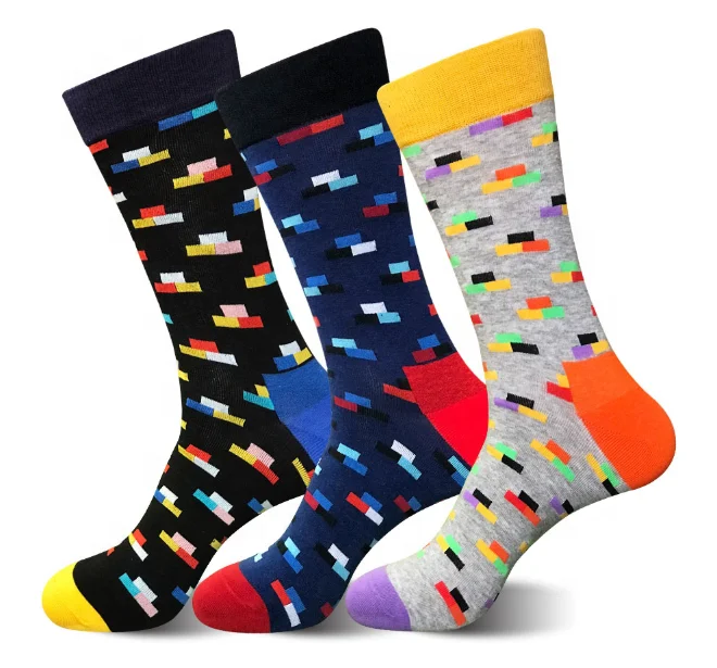 

KANGYI Colorful Funky Multicolored Pattern Fashionable Crew Cotton korean custom made happy socks, Pictures