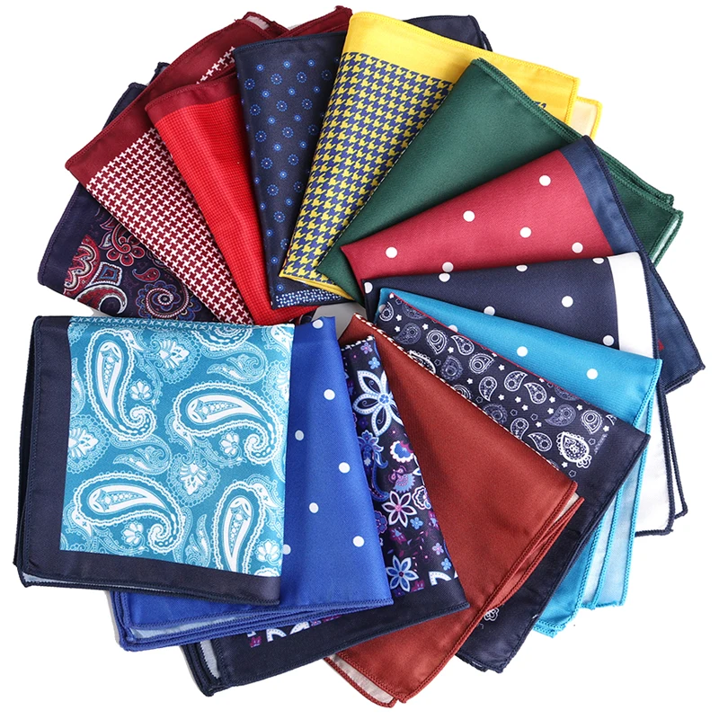 

New Design Fashion Men's Pocket Square 23*23cm Polka Dot Floral Paisley Printed Handkerchief For Business Hankies Chest Towel