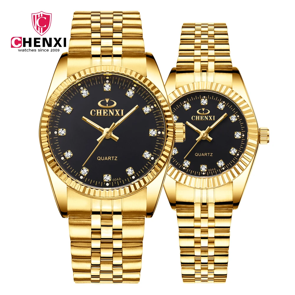 

Chenxi 004A Gift Diamond Silver Gold Steel Japan Movt Dress Wristwatches Stainless Steel For Men Women Lovers, 4 colors