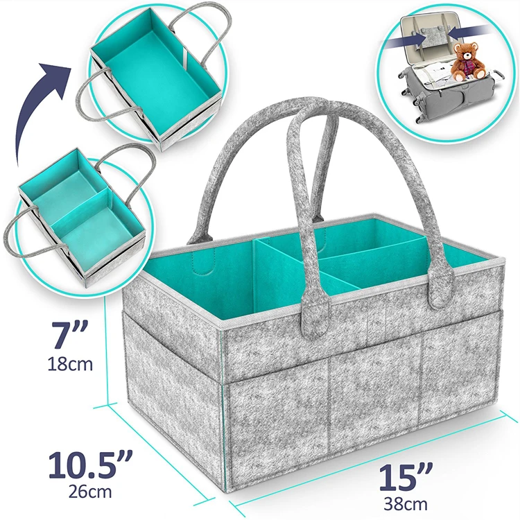 

Best selling Nursery Essentials Storage bins Portable Holder Bag Baby Diaper Caddy Organizer, Gray and green