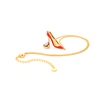 mx0014 Red Enamel High-heeled Shoes Ruby Teardrop Pendant Gold Chains Necklace