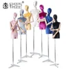 Black Female Mannequin Floor Standing Half Body Female Cloth Mannequin with Head and Crotch