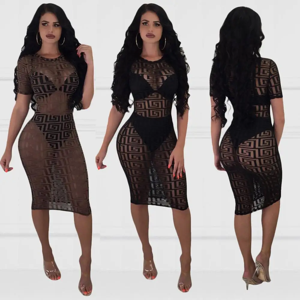 

2019 Fashion Sexy Mesh Bikini Cover Up Women Swimwear Beach Dress MC5529, Picturrre