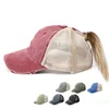 Amazon New Fashion Washable Cotton Cap Visor Hat Light Board Ponytail Baseball Cap Broken Mesh Cap