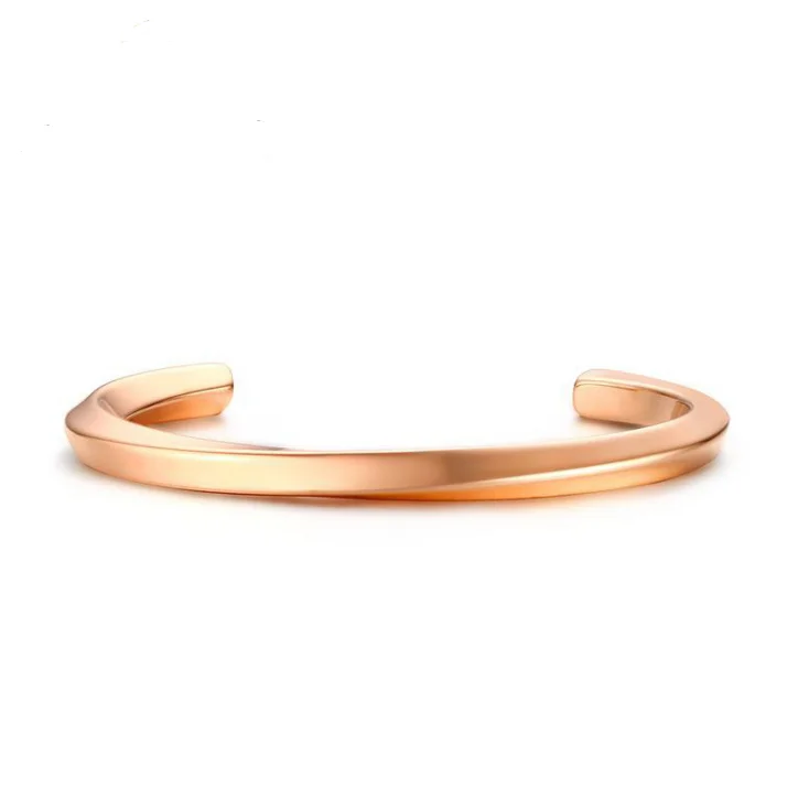 

Fashion Rose Gold Silver Open Cuff Bangle Rotating Bracelet Womens High Polished Stainless Steel
