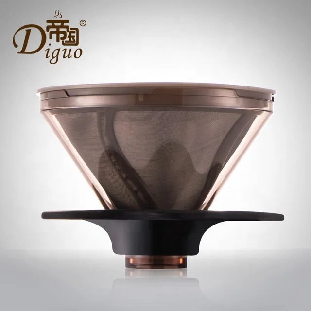 

Diguo Stainless Steel Filter Mesh Silica Gel Holder Coffee Tea Filter Dripper Cup