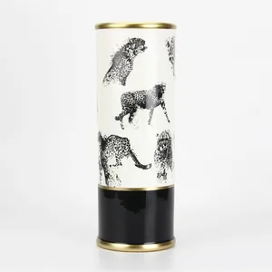 Home decor animal modern simple gold  european retro creative white black flower ceramic vase