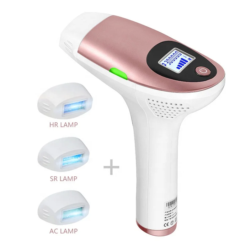 

Portable LED Display IPL Hair Remover Painless Permanent Laser Hair Removal Machine epilator for Facial Body, Rose gold