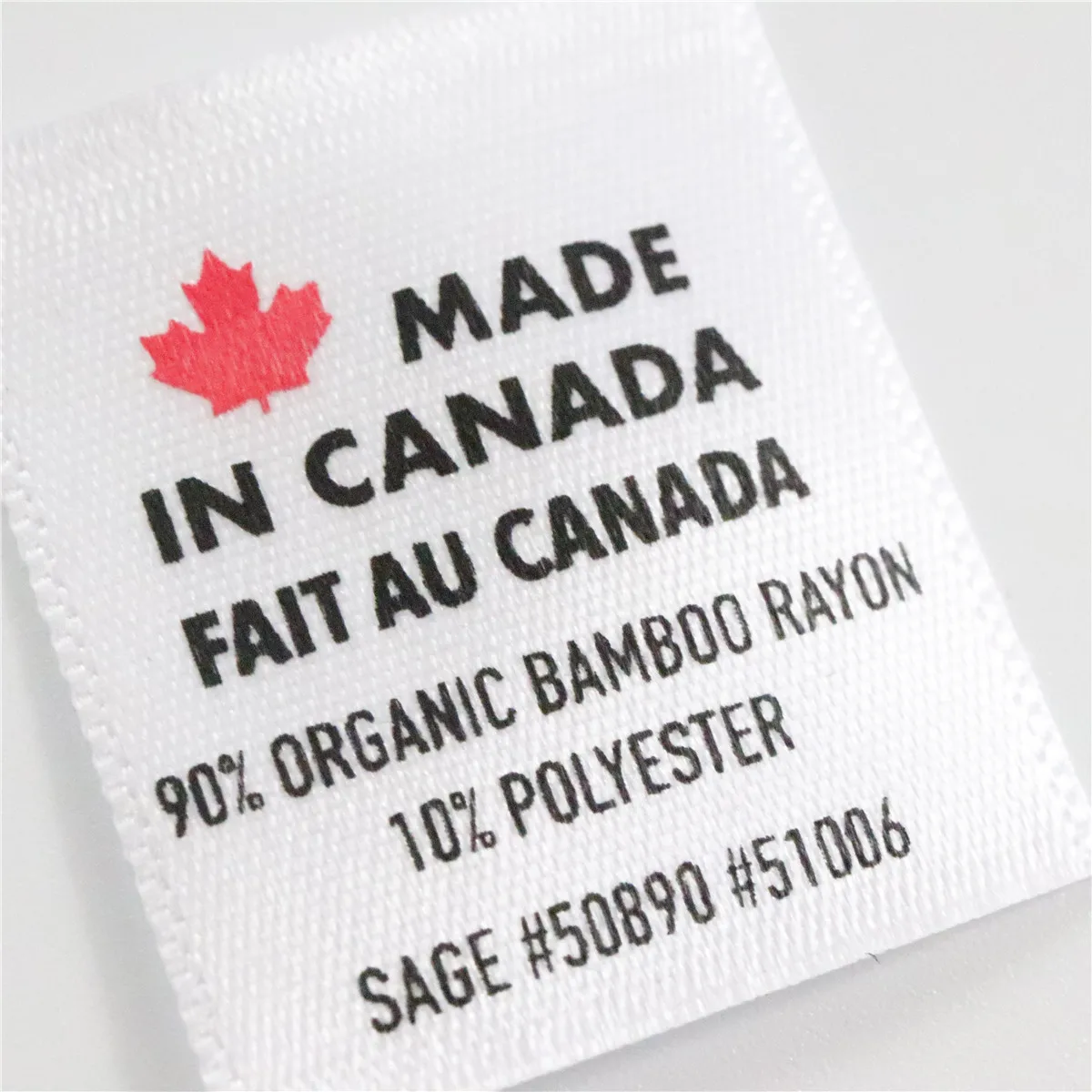 

Wholesale Custom White Care Instruction Lebel 100% Polyester Satin Fabric Garment Care/Wash Label