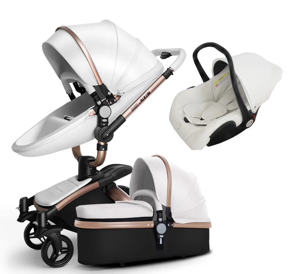 

Aulon/Dearest No Tax Luxury Baby Stroller 3 in 1 Fashion Carriage European Pram Suit for Lying and Seat, Customized