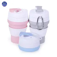 

Amazon hot new product stocked wholesale drinking travel reusable foldable silicone coffee collapsible cup with lid
