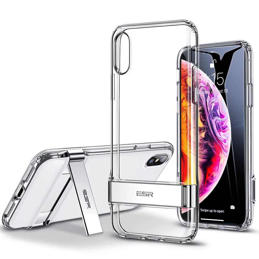 

Metal Kickstand Case for iPhone X/Xs Vertical and Horizontal Stand Soft TPU Bumper Transparent Cover case for iPhone 5.8 inch