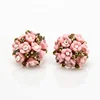 Korean exquisite jewelry ceramic flower earrings stud women colorful small flower ball earrings