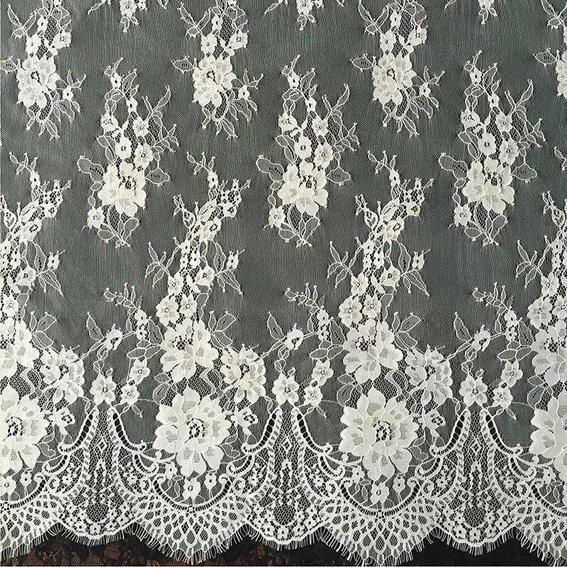 

FRENCH WEDDING LACE CHANTILLY MANTILLA SCALLOPED LACE BRIDAL LACE FABRIC