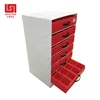 Custom Plastic Drawer Storage Unit White Plastic Corrugated Sheet Body 6 Red Drawers