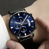 

leather fashion luxury chronograph waterproof quartz brand hand wristwatches oem custom logo wrist mens watch