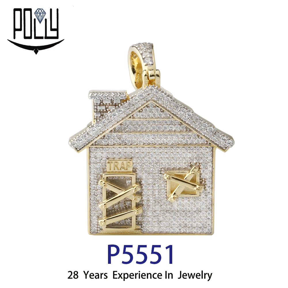 

Wholesale men 925 silver iced out cz hip hop charm house pendant on stock