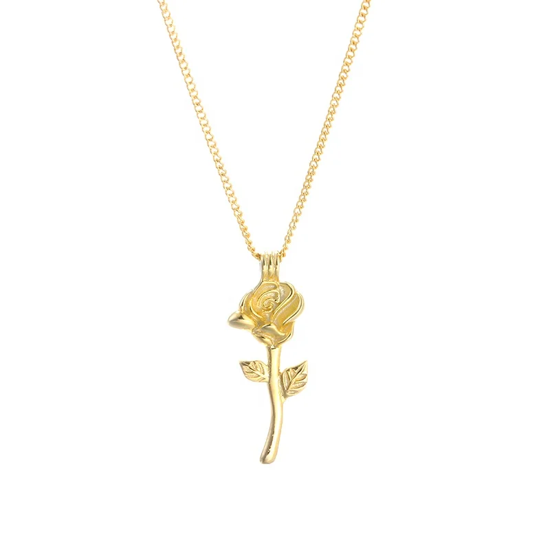 

18K Gold Plated Rose Flower Necklace 925 925 Sterling Silver Jewellery Bijoux For Mother and Girls A1435
