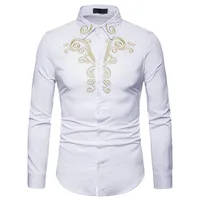 

Custom casual mens fashion embroidered logo dress shirts