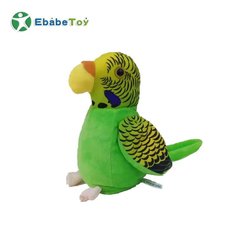 
Custom Plush Soft Kids Gift Electric Green Parrot Voice Recorder Repeating Stuffed Bird Animal Talking Parrot Plush Toy 