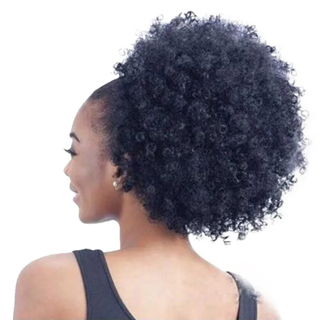 

Black hair Curly afro kinky Brazilian human hair ponytail drawstring 140g