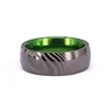 Fashion Green Manly Ring 2019 Green sleeve Black Damascus Steel Wedding Ring New