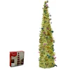 5 ft indoor pop up Christmas tinsel tree Joy decorated folding xmas tree gold
