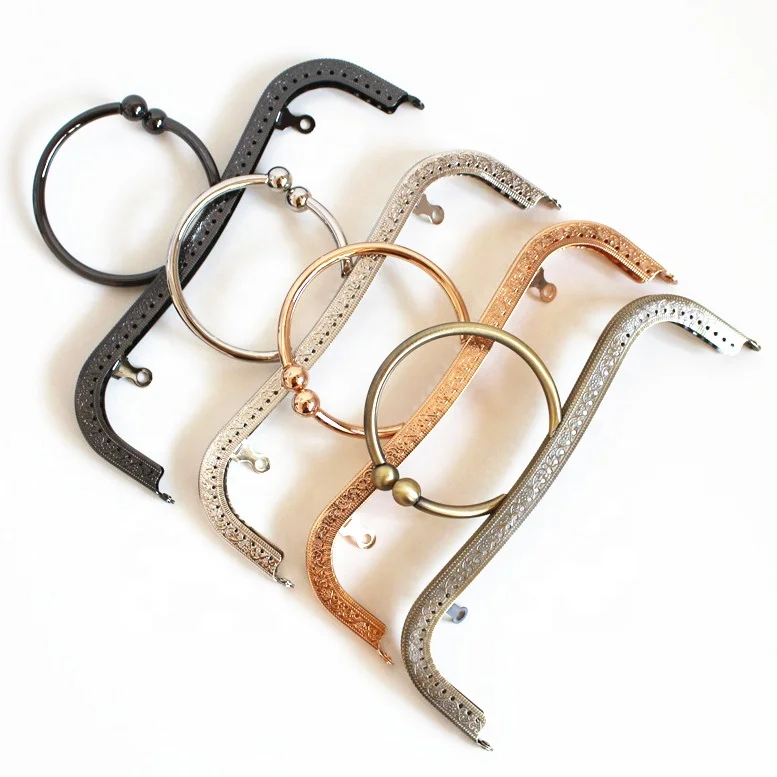 

Embossed Round Bracelet Style Gold Handmade DIY Hardware Bag Accessories Purse Frame, Black,silver,light gold,bronze