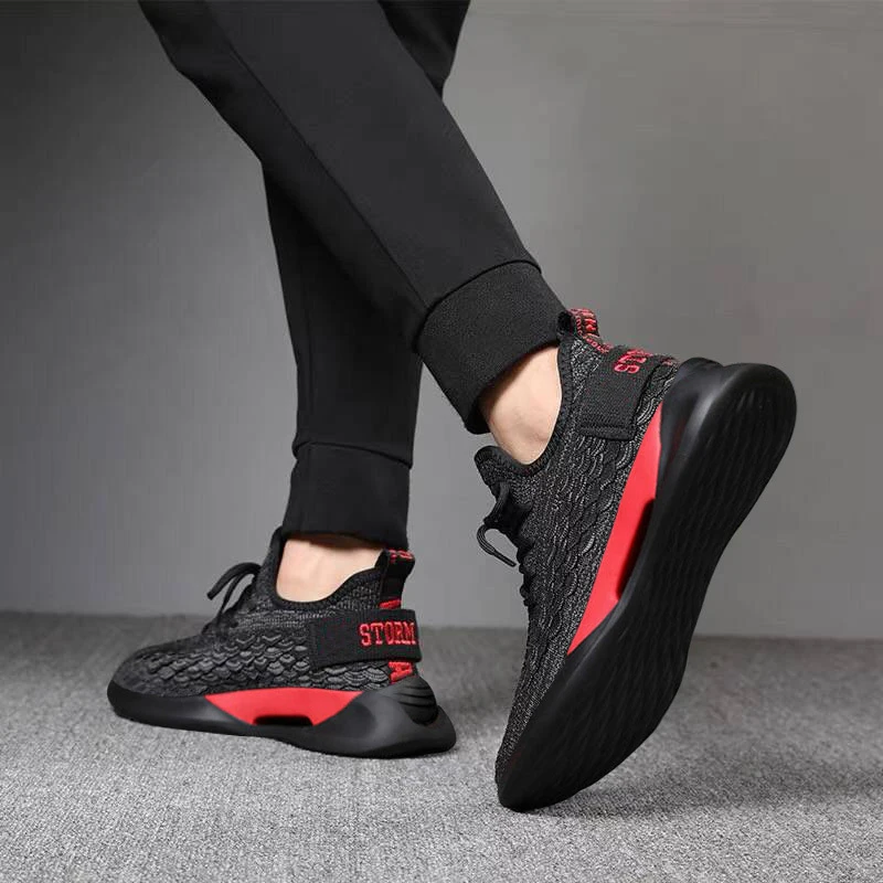 

Custom fashion mens lace-up casual shoes price, Red and black