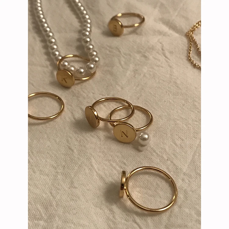 
Custom 18K gold plated jewelry Personalized Initial letter alphabet signet ring 