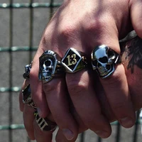 

XULIN Stainless steel Biker 13 Ring Mens Motorcycle Biker Party Polishing Men Cool Silver Rings