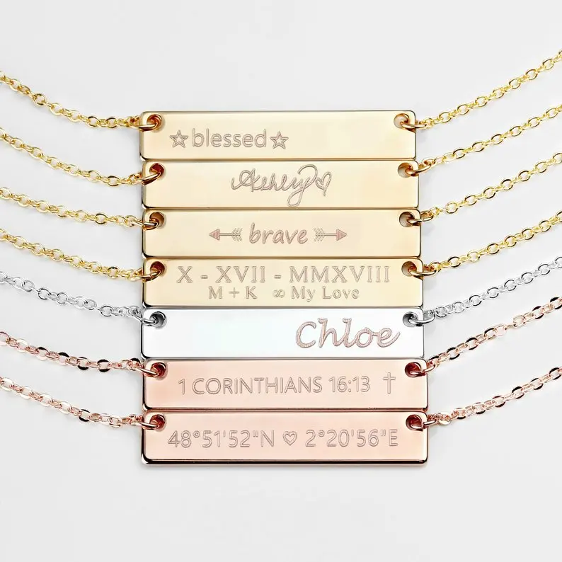 

2019 hot selling 925 sterling silver necklace personalized name necklace bar necklace for women NS19050401