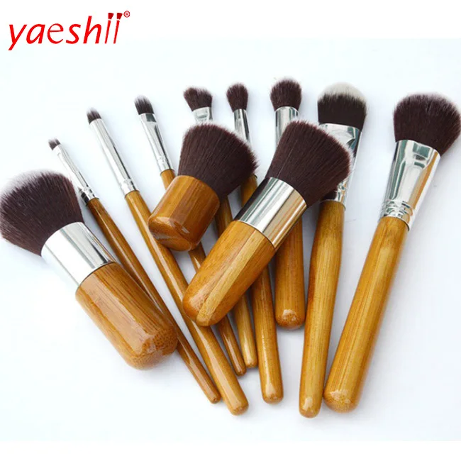 

Yaeshii 11pcs OEM Bamboo Make Up Brush Set ECO Friendly Makeup Brushes Set, Nature color