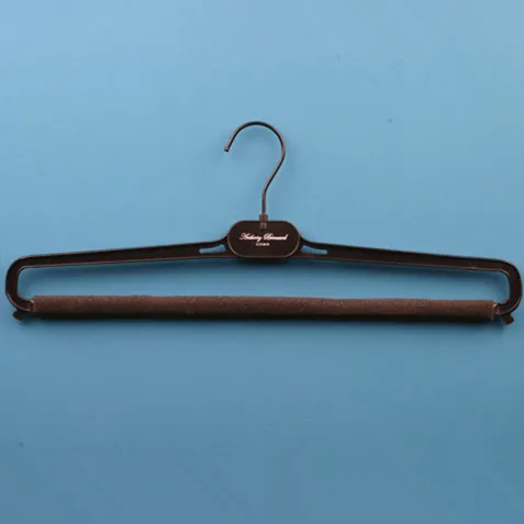 

black flocking foam board trousers hanger with logo, Pink blue grey green