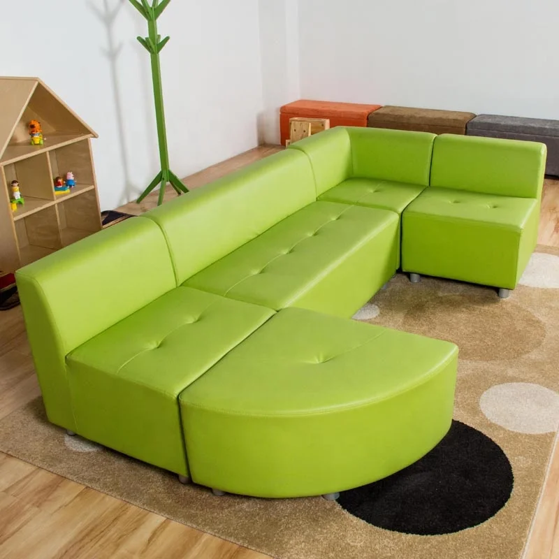 
Nashow LMKS-002 Modern Safety Children Wooden Frame Green Black Cortical Kid Sofa 