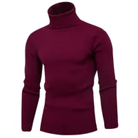 

OEM men high collar pure color long sleeve knitwear pullover sweater