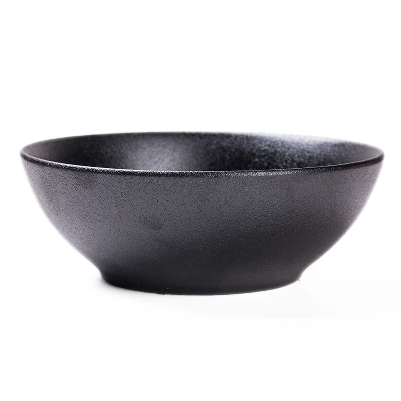 

Home rice/fruit/noodle ceramic black glazed 6.5" round ceramic round korean black porcelain soup bowl, As picture or customized is available