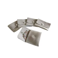 

Customized jewellery grey envelop flap velvet jewelry dust pouch with button