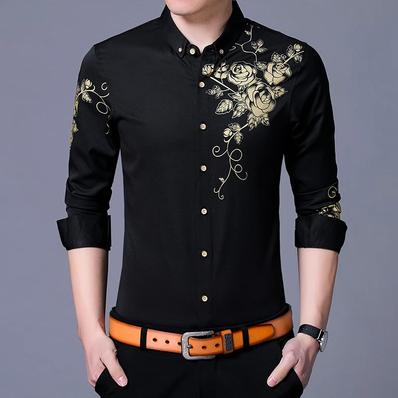 

2019 new arrival korean style custom fit floral print plus size man blouse shirt