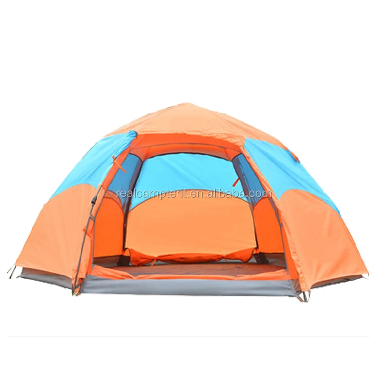 

Wholesale Realcamp 4 season pop up Hexagonal mosquito net camping tent, Orange;blue;green