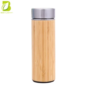 Image of 2019 new product 360ml/450ml Triple Wall Vacuum Insulated Bamboo Bottle with Strainer