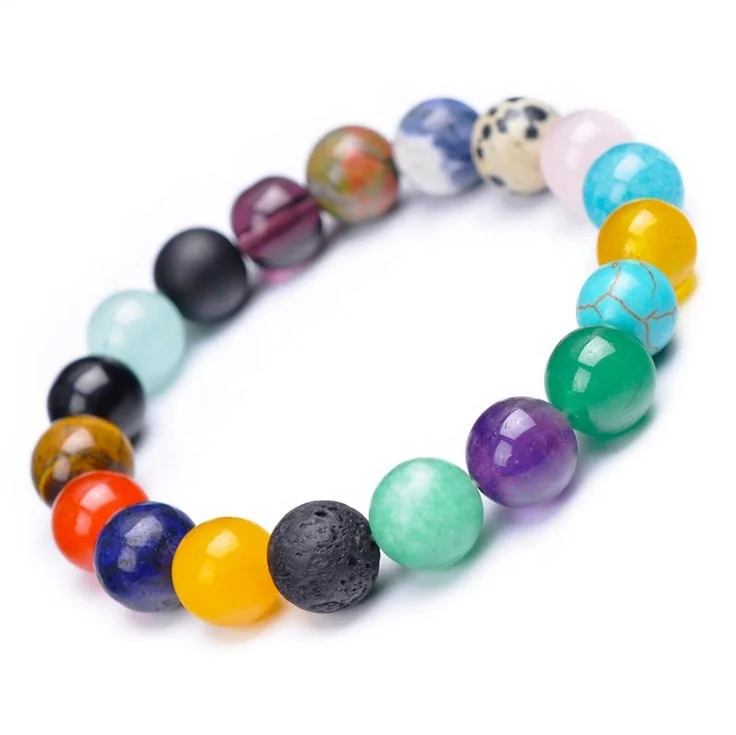

10mm natural agate stone combination beaded bracelet