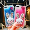 Cute Rabbit Luxury Diamond Liquid Glitter Sequins Red lips TPU Phone Case for iPhone 8 7 6 splus X XS XR XSMAX