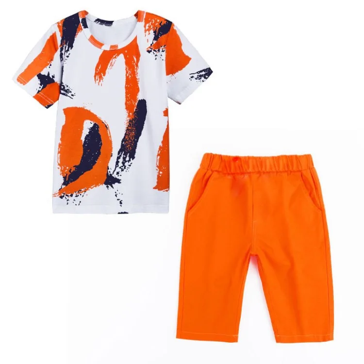 

Cotton dyed children suitclothing t-shirt and shorts kids summer sets for boys, Picture