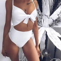 

Wholesale and dropshipping Women Bow One-piece Hollow High Waist Swimsuit high cut one piece swimwear sexy bikini