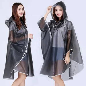Image of Amazon Top Seller 2019 Custom Transparent Plastic PVC Vinyl Hooded Women Jacket Poncho Rain Coat Waterproof Raincoat with Pouch