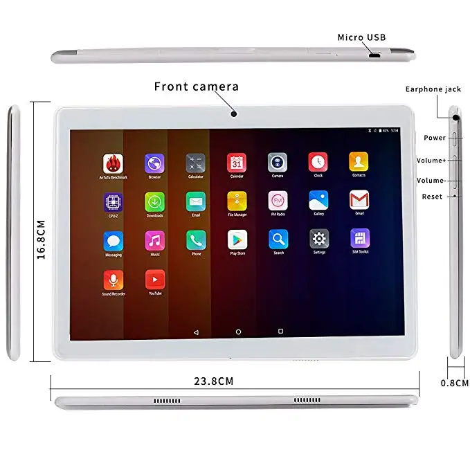 OEM factory 10.1 inch 2280*800 IPS Dual core tablet 3G 2+32 Android 4.4 Tablet PC